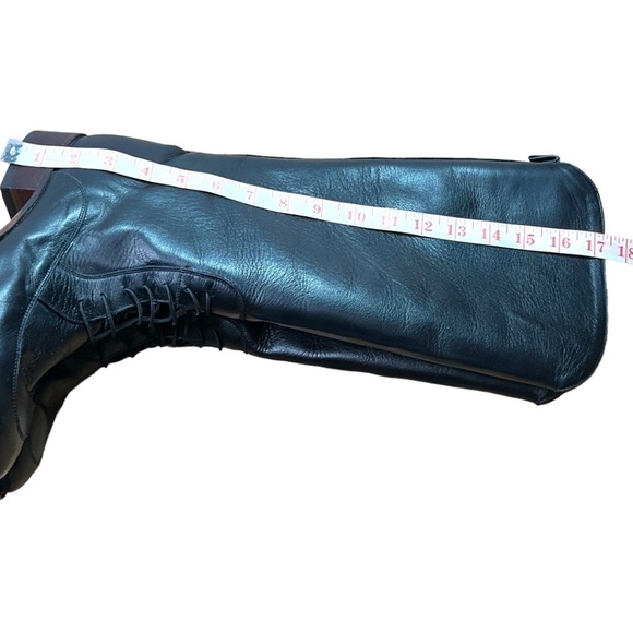 TONY MORA. Black Genuine Leather Upper & Sole Pull On Boot Lace Detail US Sz 9 - Picture 8 of 11